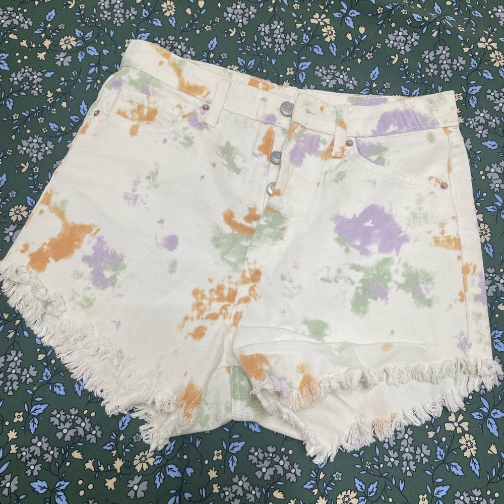 Wild Fable Orange and Purple Jean Shorts Frayed Hem